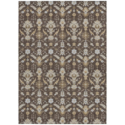 3' X 5' Chocolate And Brown Oriental Washable Indoor Outdoor Area Rug