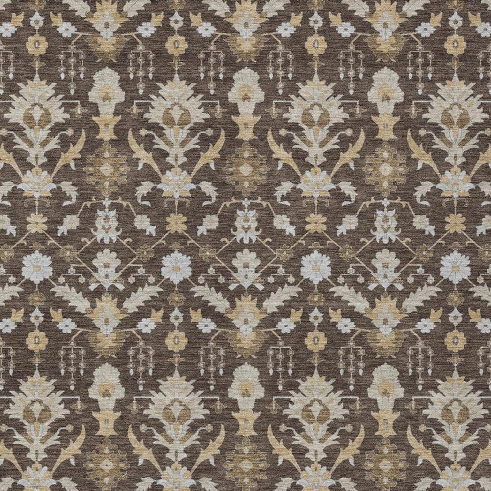 3' X 5' Chocolate And Brown Oriental Washable Indoor Outdoor Area Rug — view 9