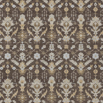 3' X 5' Chocolate And Brown Oriental Washable Indoor Outdoor Area Rug