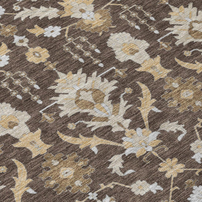 5' X 8' Chocolate And Brown Oriental Washable Indoor Outdoor Area Rug HomeRoots