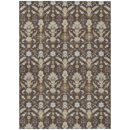 10' X 14' Chocolate And Brown Oriental Washable Indoor Outdoor Area Rug HomeRoots