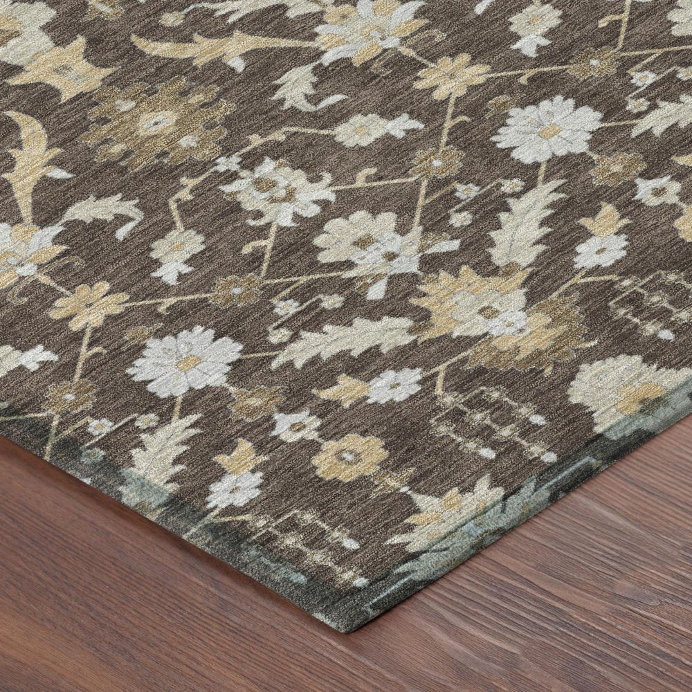 10' X 14' Chocolate And Brown Oriental Washable Indoor Outdoor Area Rug HomeRoots