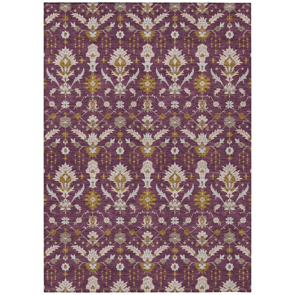 3' X 5' Eggplant And Purple Oriental Washable Indoor Outdoor Area Rug — view 1