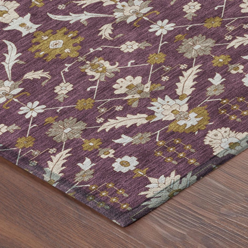 3' X 5' Eggplant And Purple Oriental Washable Indoor Outdoor Area Rug — view 2
