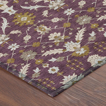 3' X 5' Eggplant And Purple Oriental Washable Indoor Outdoor Area Rug HomeRoots