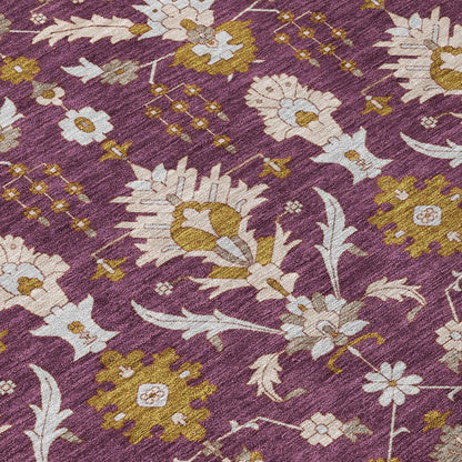 3' X 5' Eggplant And Purple Oriental Washable Indoor Outdoor Area Rug HomeRoots