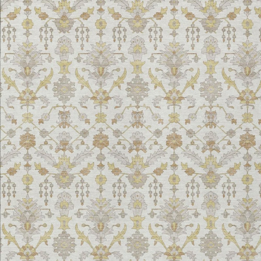 3' X 5' Ivory And Silver Oriental Washable Indoor Outdoor Area Rug — view 8