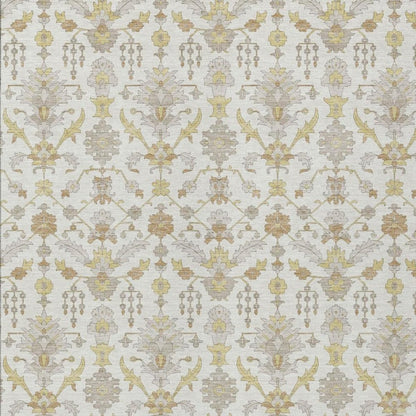 3' X 5' Ivory And Silver Oriental Washable Indoor Outdoor Area Rug