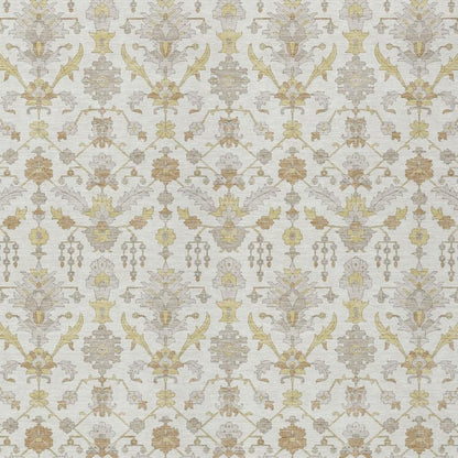 3' X 5' Ivory And Silver Oriental Washable Indoor Outdoor Area Rug