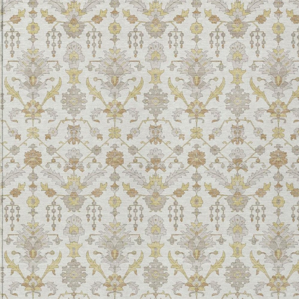 8' X 10' Ivory And Silver Oriental Washable Indoor Outdoor Area Rug — view 9