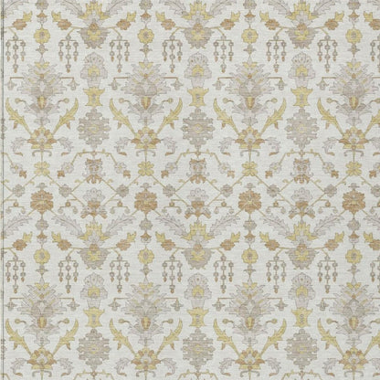 8' X 10' Ivory And Silver Oriental Washable Indoor Outdoor Area Rug