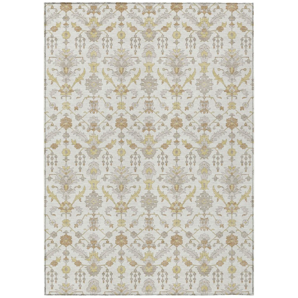 8' X 10' Ivory And Silver Oriental Washable Indoor Outdoor Area Rug HomeRoots