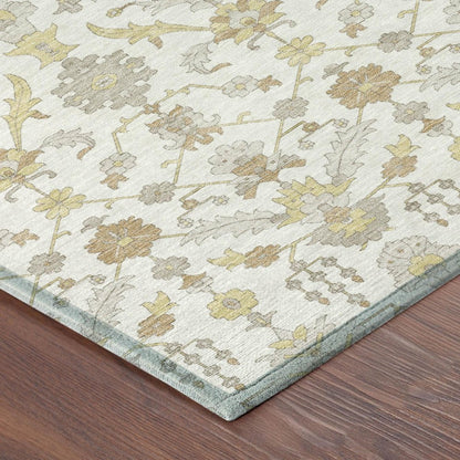 8' X 10' Ivory And Silver Oriental Washable Indoor Outdoor Area Rug HomeRoots