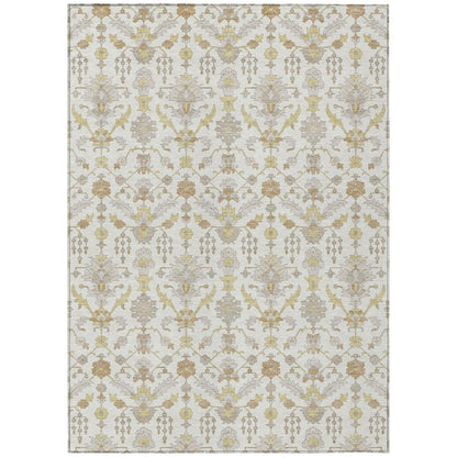 9' X 12' Ivory And Silver Oriental Washable Indoor Outdoor Area Rug HomeRoots