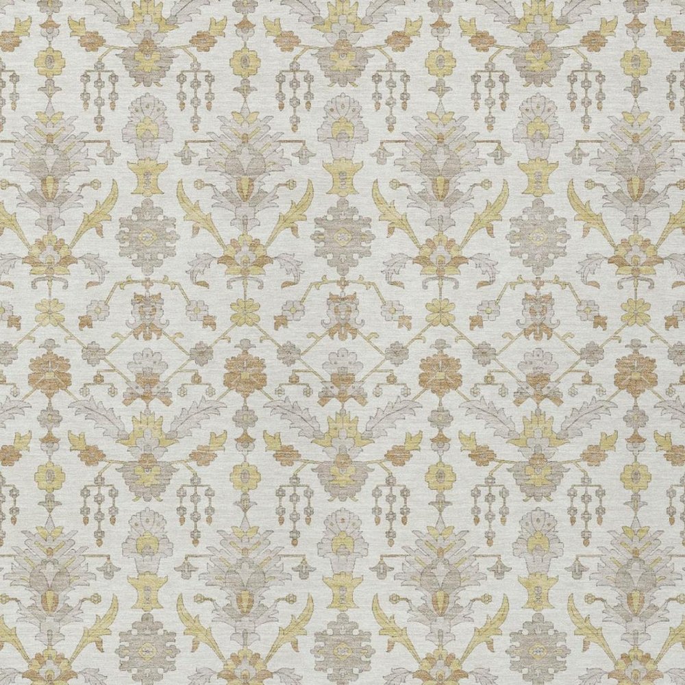 10' X 14' Ivory And Silver Oriental Washable Indoor Outdoor Area Rug — view 8