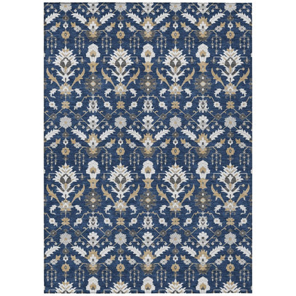 8' X 10' Navy Blue And Blue Oriental Washable Indoor Outdoor Area Rug HomeRoots