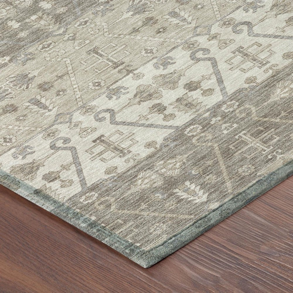 3' X 5' Beige And Brown Oriental Washable Indoor Outdoor Area Rug HomeRoots