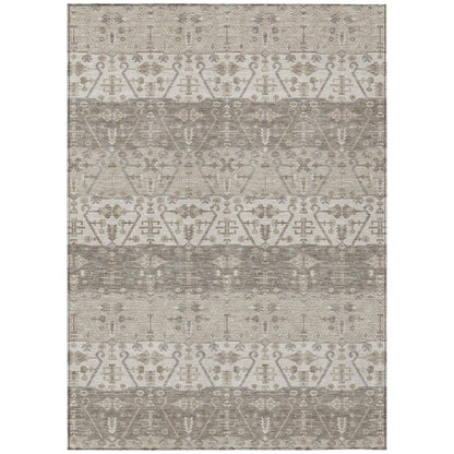 10' X 14' Beige And Brown Oriental Washable Indoor Outdoor Area Rug HomeRoots