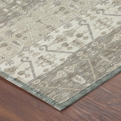 10' X 14' Beige And Brown Oriental Washable Indoor Outdoor Area Rug HomeRoots