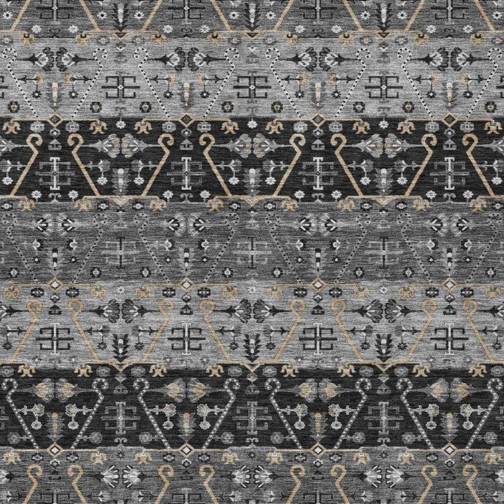 9' X 12' Black And Graphite Oriental Washable Indoor Outdoor Area Rug — view 9