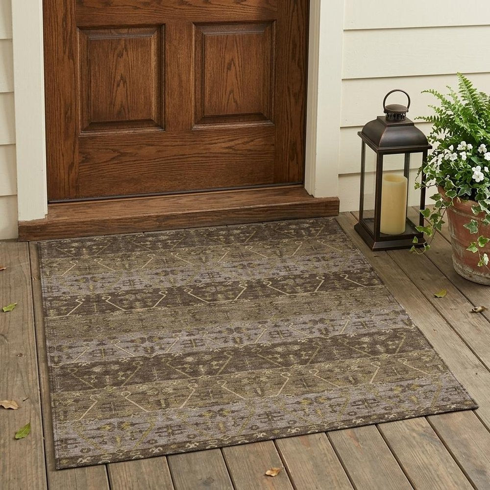 3' X 5' Chocolate And Brown Oriental Washable Indoor Outdoor Area Rug HomeRoots