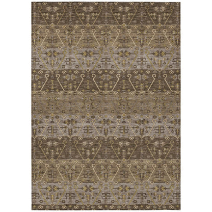 3' X 5' Chocolate And Brown Oriental Washable Indoor Outdoor Area Rug HomeRoots