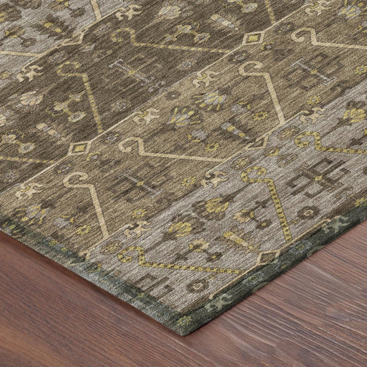 3' X 5' Chocolate And Brown Oriental Washable Indoor Outdoor Area Rug