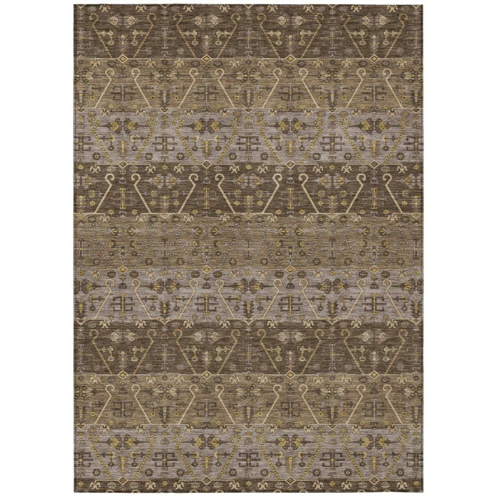 8' X 10' Chocolate And Brown Oriental Washable Indoor Outdoor Area Rug HomeRoots