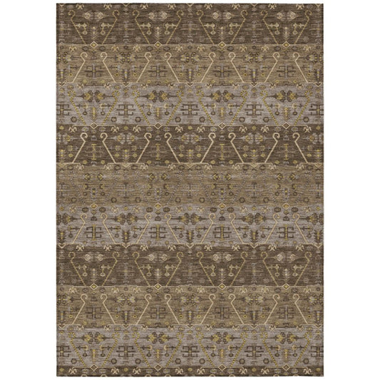 8' X 10' Chocolate And Brown Oriental Washable Indoor Outdoor Area Rug