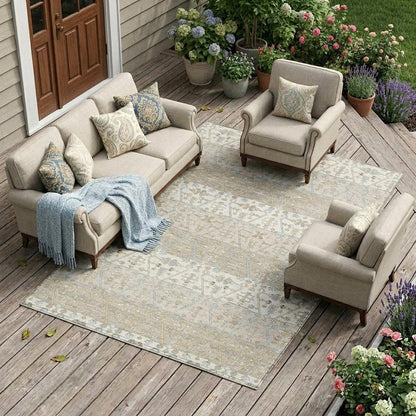 9' X 12' Ivory And Silver Oriental Washable Indoor Outdoor Area Rug HomeRoots
