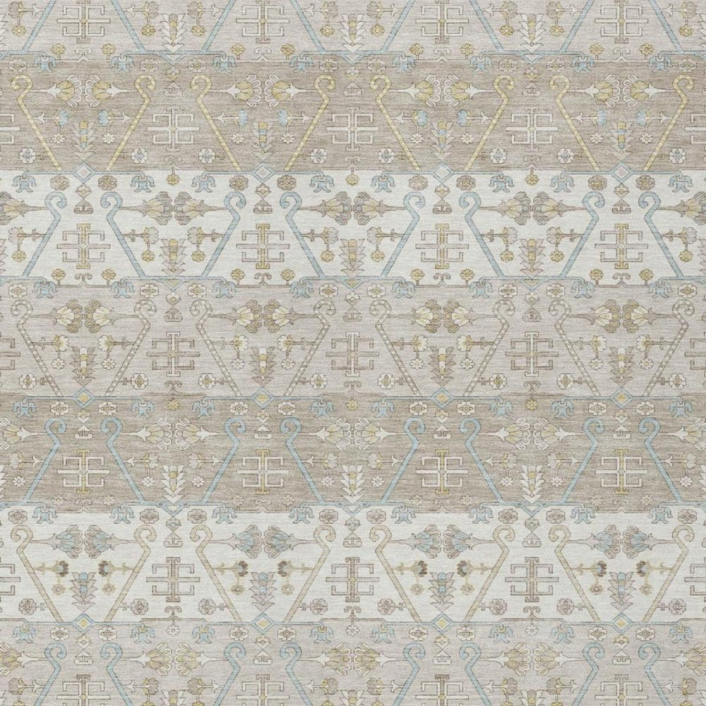 9' X 12' Ivory And Silver Oriental Washable Indoor Outdoor Area Rug — view 7