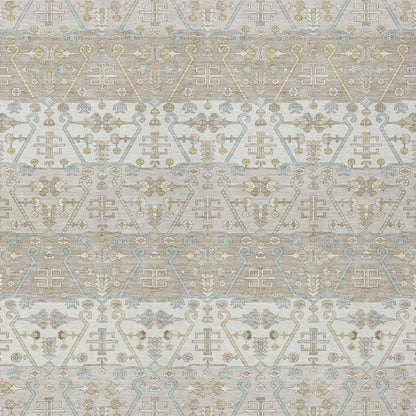 9' X 12' Ivory And Silver Oriental Washable Indoor Outdoor Area Rug