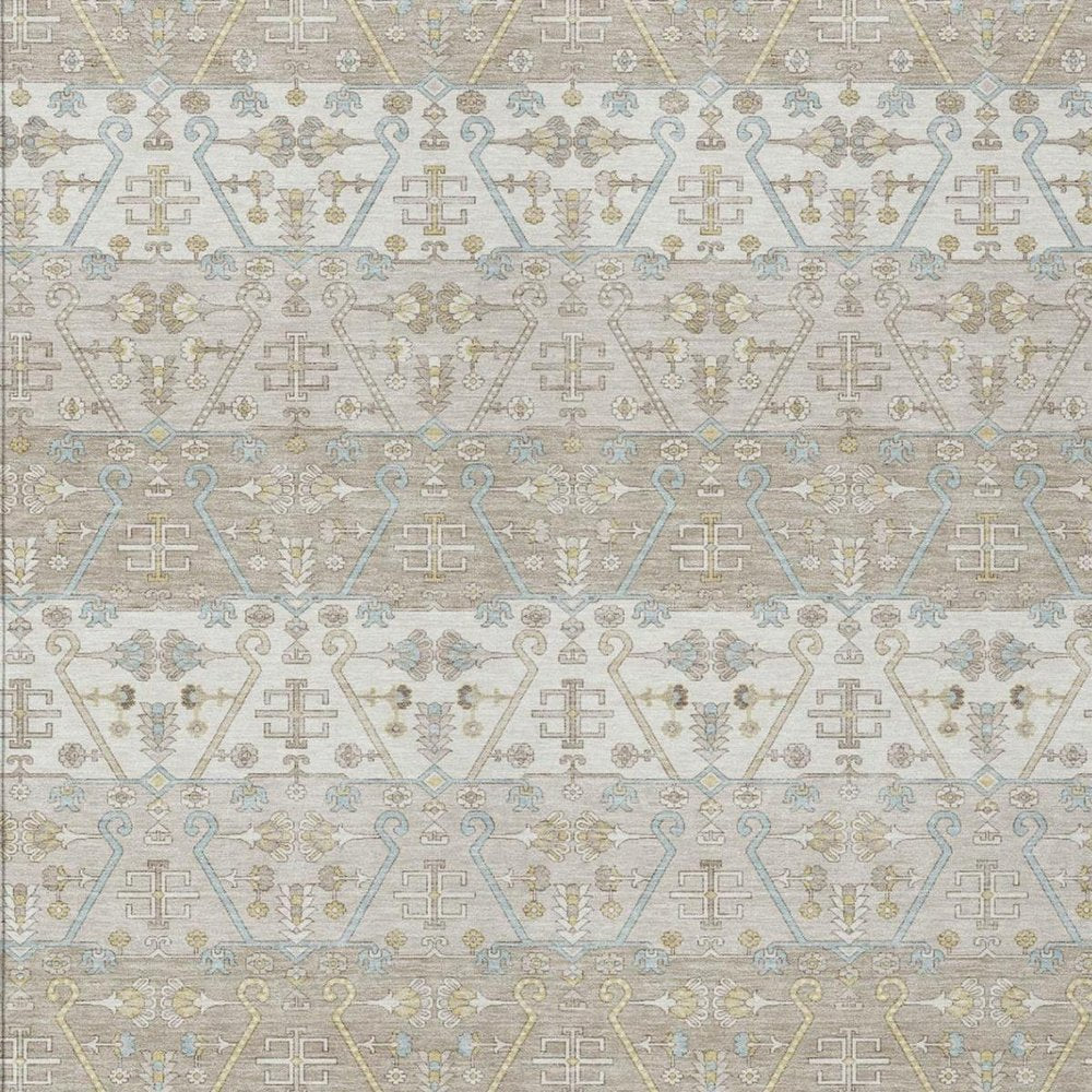10' X 14' Ivory And Silver Oriental Washable Indoor Outdoor Area Rug — view 8