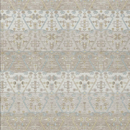 10' X 14' Ivory And Silver Oriental Washable Indoor Outdoor Area Rug