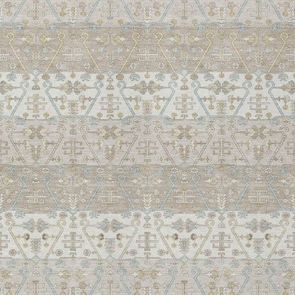 10' X 14' Ivory And Silver Oriental Washable Indoor Outdoor Area Rug