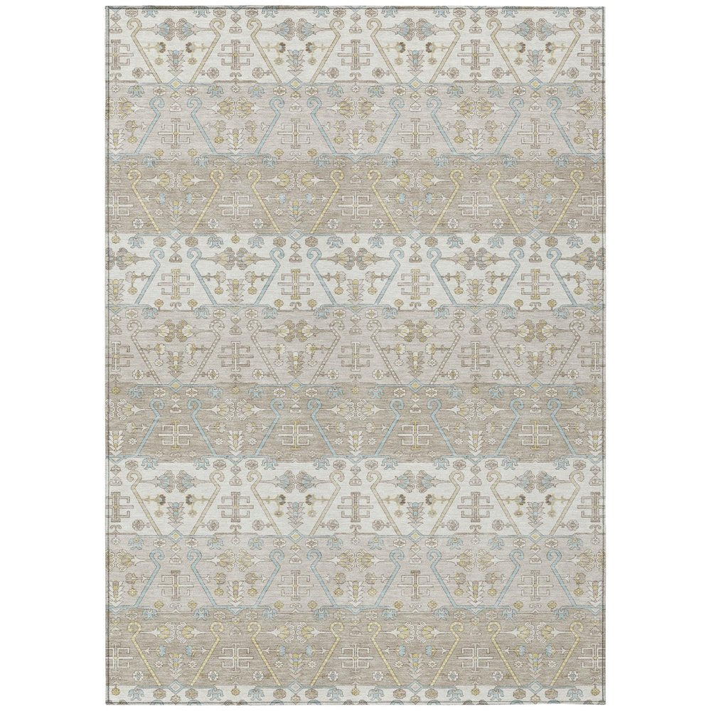 10' X 14' Ivory And Silver Oriental Washable Indoor Outdoor Area Rug — view 1