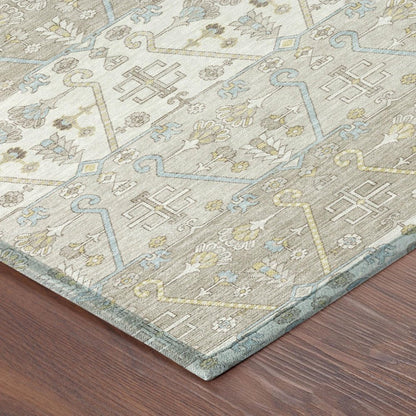 10' X 14' Ivory And Silver Oriental Washable Indoor Outdoor Area Rug HomeRoots