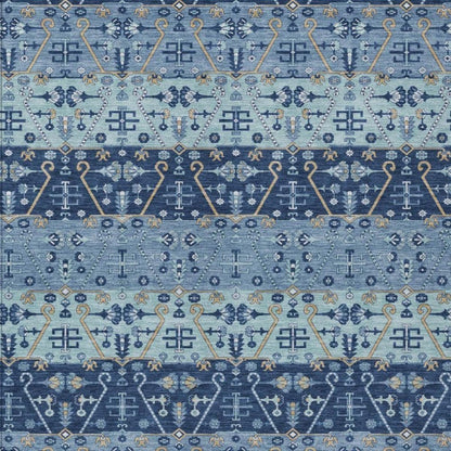 3' X 5' Navy Blue And Blue Oriental Washable Indoor Outdoor Area Rug