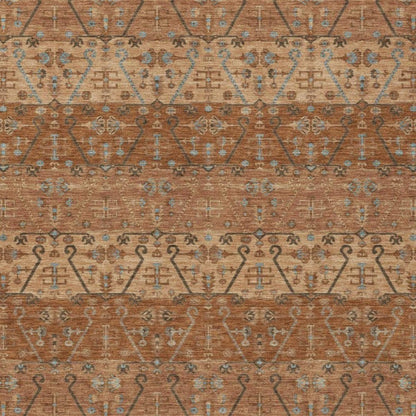 8' X 10' Orange And Brown Oriental Washable Indoor Outdoor Area Rug