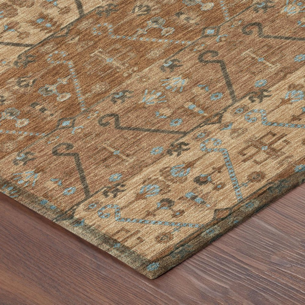 8' X 10' Orange And Brown Oriental Washable Indoor Outdoor Area Rug HomeRoots