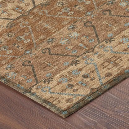 8' X 10' Orange And Brown Oriental Washable Indoor Outdoor Area Rug HomeRoots