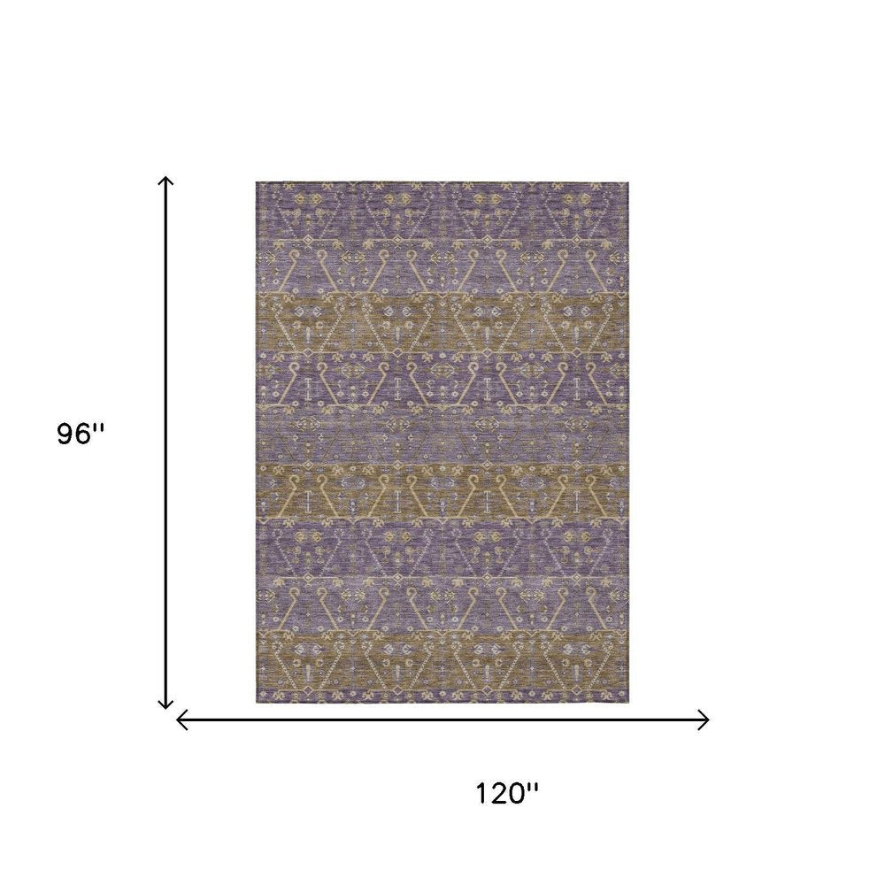 8' X 10' Plum And Purple Oriental Washable Indoor Outdoor Area Rug HomeRoots