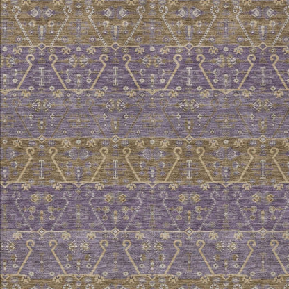 8' X 10' Plum And Purple Oriental Washable Indoor Outdoor Area Rug