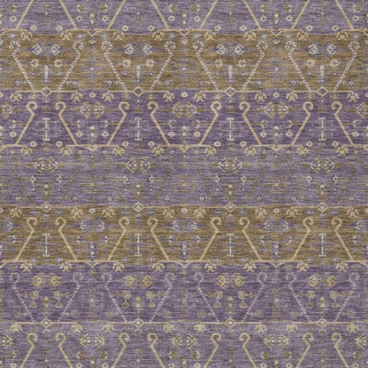 8' X 10' Plum And Purple Oriental Washable Indoor Outdoor Area Rug