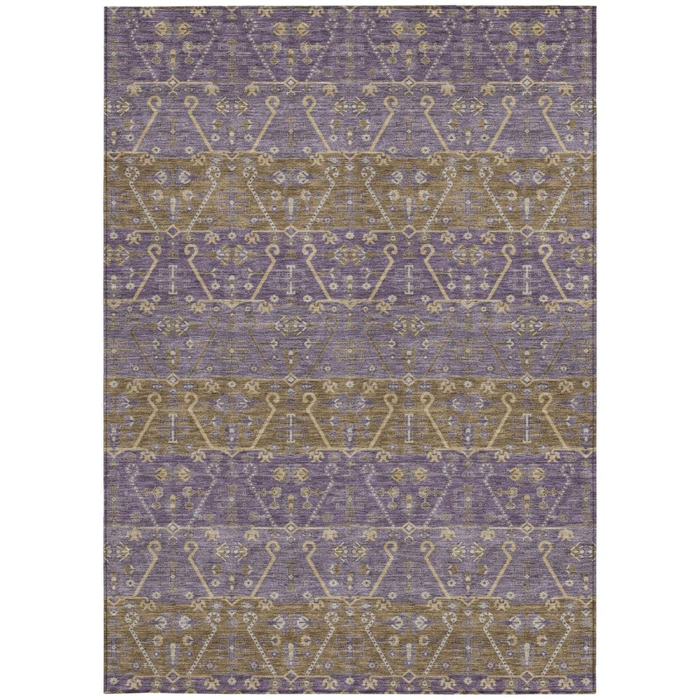 8' X 10' Plum And Purple Oriental Washable Indoor Outdoor Area Rug