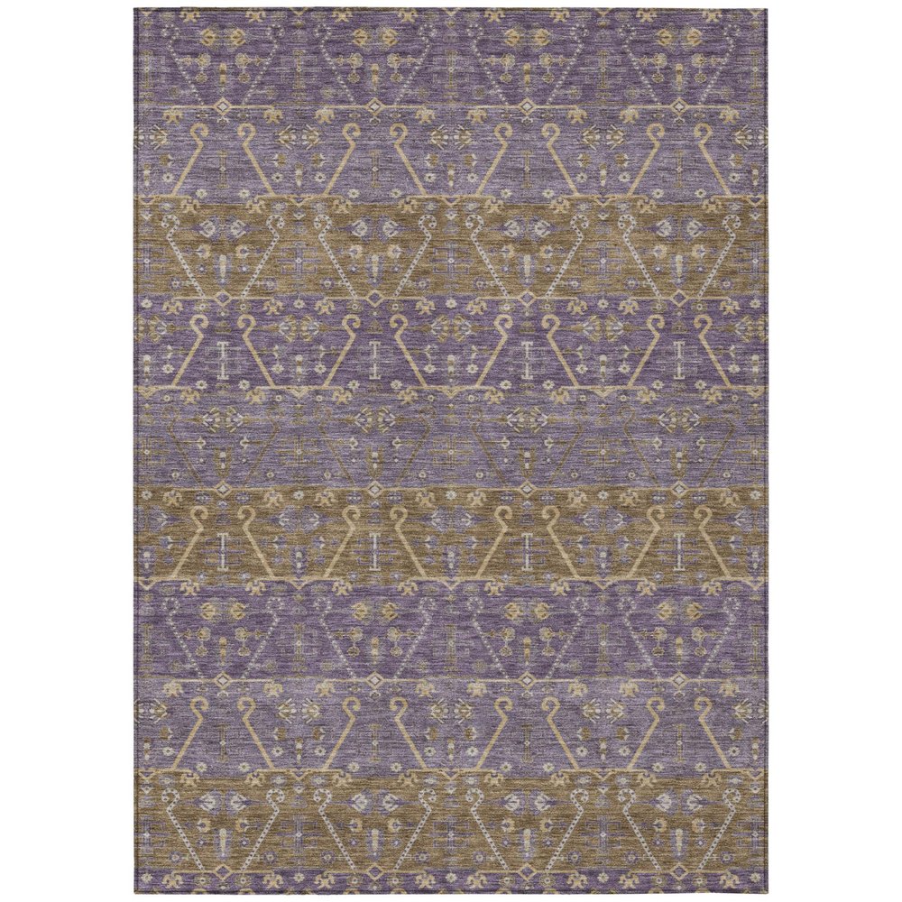 8' X 10' Plum And Purple Oriental Washable Indoor Outdoor Area Rug — view 1