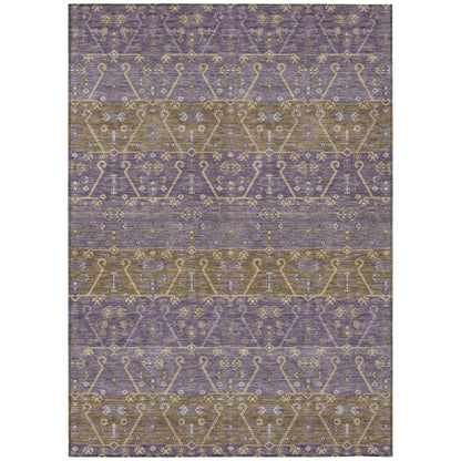 8' X 10' Plum And Purple Oriental Washable Indoor Outdoor Area Rug