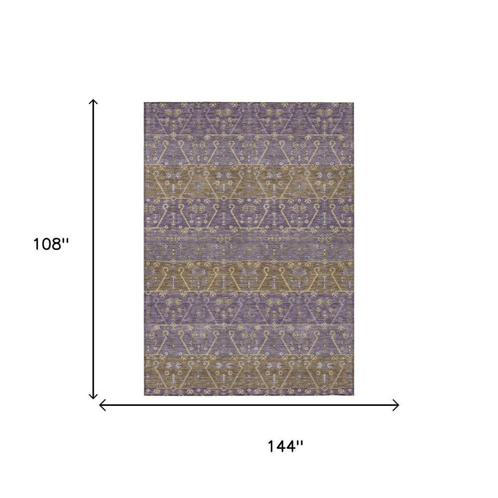 9' X 12' Plum And Purple Oriental Washable Indoor Outdoor Area Rug HomeRoots