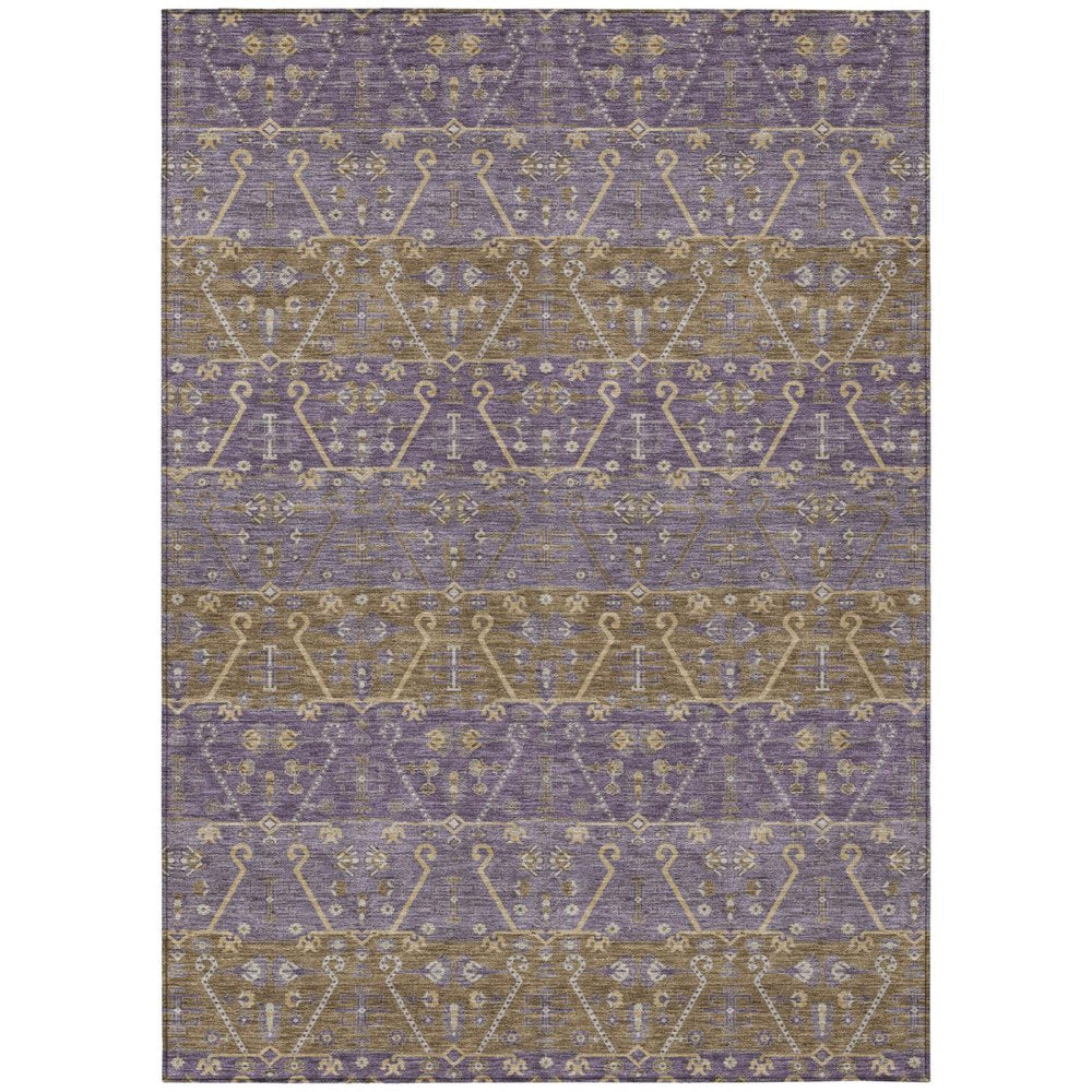 9' X 12' Plum And Purple Oriental Washable Indoor Outdoor Area Rug HomeRoots