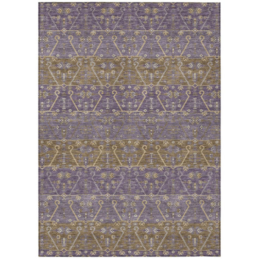 9' X 12' Plum And Purple Oriental Washable Indoor Outdoor Area Rug
